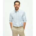 Stretch Cotton Non-Iron Oxford Polo Button Down Collar, Striped Shirt