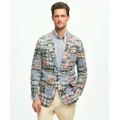 Classic Fit Chambray-Madras Patchwork Sport Coat in Cotton