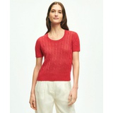 Cable Knit Short-Sleeve Top In Linen