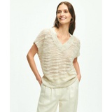 Relaxed V-Neck Short-Sleeve Sweater In Linen Lurex