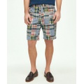 9 Cotton Madras Chambray Patchwork Shorts