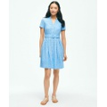 Eyelet Belted Shirt Dress In Cotton