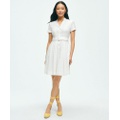 Eyelet Belted Shirt Dress In Cotton