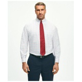 Stretch Big & Tall Supima Cotton Non-Iron Poplin Polo Button Down Collar, Multi Windowpane Dress Shirt