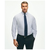 Stretch Big & Tall Supima Cotton Non-Iron Poplin English Spread Collar, Double Windowpane Dress Shirt