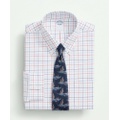 Stretch Supima Cotton Non-Iron Poplin Polo Button Down Collar, Multi Windowpane Dress Shirt