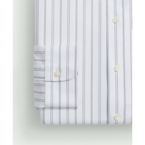 브룩스브라더스 Stretch Supima Cotton Non-Iron Poplin Ainsley Collar, Striped Dress Shirt