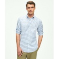 Stretch Cotton Non-Iron Oxford Polo Button Down Collar, Windowpane Shirt