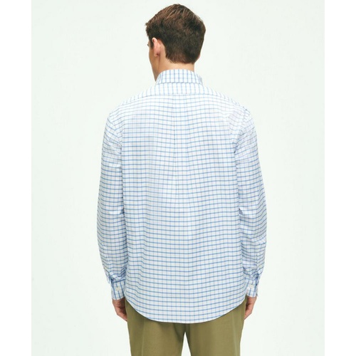 브룩스브라더스 Stretch Cotton Non-Iron Oxford Polo Button Down Collar, Windowpane Shirt