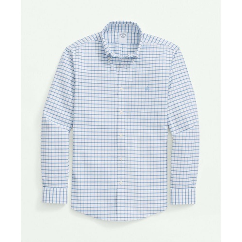 브룩스브라더스 Stretch Cotton Non-Iron Oxford Polo Button Down Collar, Windowpane Shirt