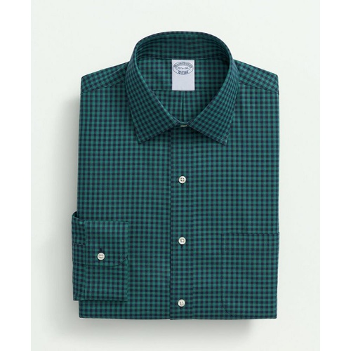 브룩스브라더스 Stretch Supima Cotton Non-Iron Pinpoint Oxford Ainsley Collar, Gingham Dress Shirt