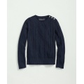 Girls Cotton Cable Crewneck Sweater
