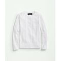 Girls Cotton Cable Crewneck Sweater