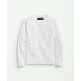 Girls Cotton Cable Crewneck Sweater