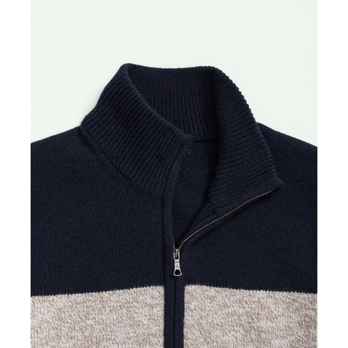 브룩스브라더스 Merino Wool Striped Half-Zip Sweater