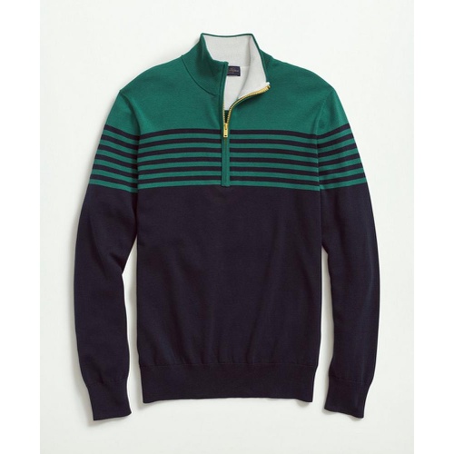 브룩스브라더스 Supima Cotton Half-Zip Mariner Stripe Sweater