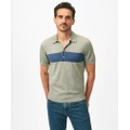 Luxe Short Sleeve Polo Sweater In Striped Cotton-Cashmere