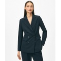 Double-Breasted Peak Lapel Jacket in Fine Twill Stretch Crepe