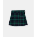 Girls Cotton Black Watch Tartan Pleated Skirt