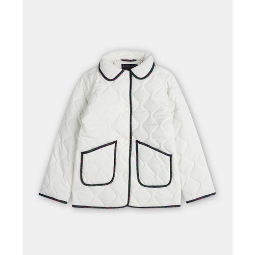 브룩스브라더스 Girls Quilted Jacket with Floral Piping