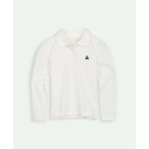 브룩스브라더스 Girls Cotton Long Sleeve Pique Polo Shirt