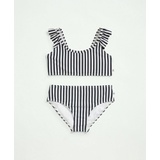 Girls Striped Ruffled 2-Piece Swimsuit