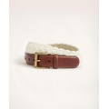 Braided Cotton Leather Tab Belt