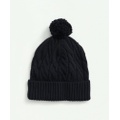 Merino Wool and Cashmere Blend Cable Knit Pom Beanie