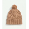 Merino Wool and Cashmere Blend Cable Knit Pom Beanie