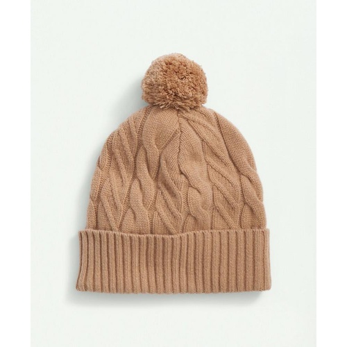 브룩스브라더스 Merino Wool and Cashmere Blend Cable Knit Pom Beanie