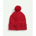 Merino Wool and Cashmere Blend Cable Knit Pom Beanie