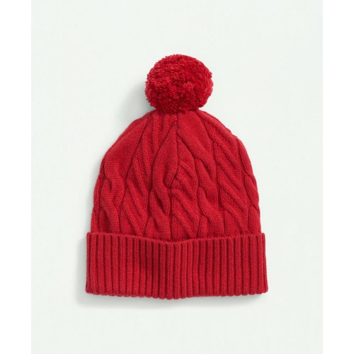 브룩스브라더스 Merino Wool and Cashmere Blend Cable Knit Pom Beanie