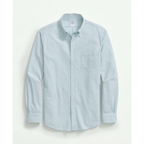 브룩스브라더스 Washed Cotton Seersucker Button-Down Collar, Stripe Sport Shirt