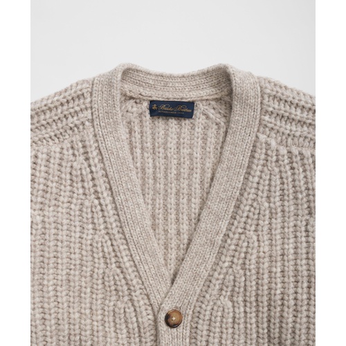 브룩스브라더스 Alpaca-Wool Blend V-Neck Cardigan in English Rib