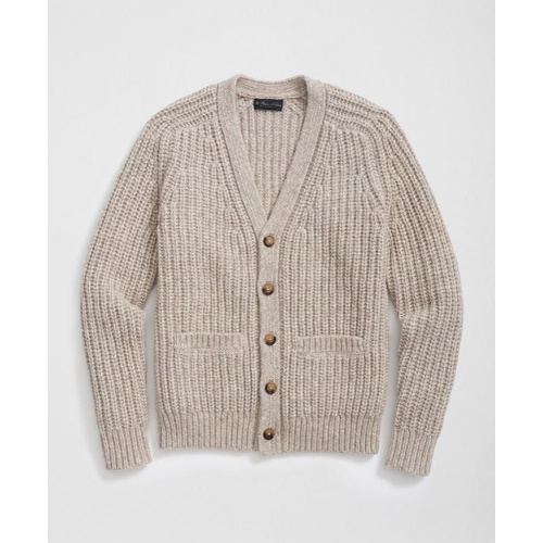 브룩스브라더스 Alpaca-Wool Blend V-Neck Cardigan in English Rib