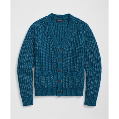 브룩스브라더스 Alpaca-Wool Blend V-Neck Cardigan in English Rib