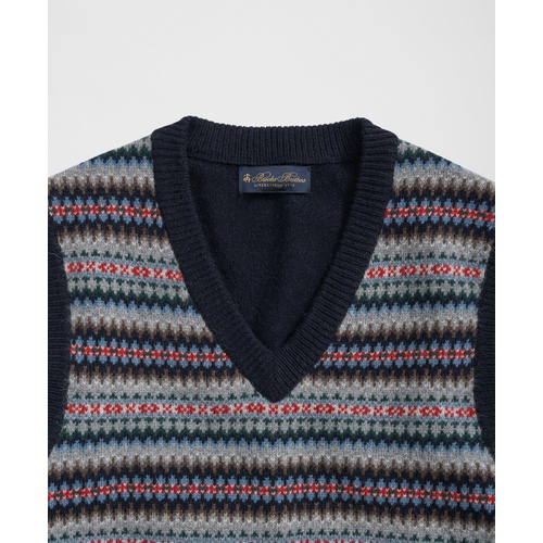 브룩스브라더스 Wool-Alpaca V-Neck Vest in Fair Isle Jacquard