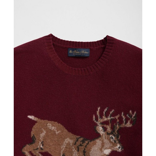 브룩스브라더스 Merino Wool Crewneck Sweater with Deer Intarsia Motif