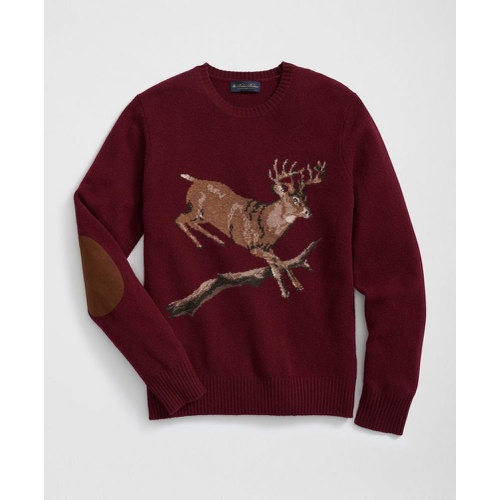 브룩스브라더스 Merino Wool Crewneck Sweater with Deer Intarsia Motif