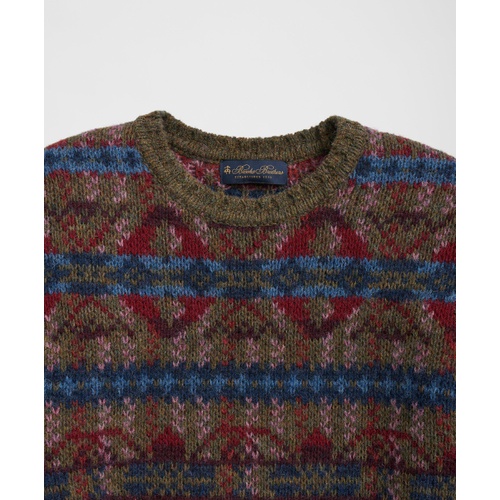 브룩스브라더스 Wool Crewneck Sweater in Fair Isle Jacquard