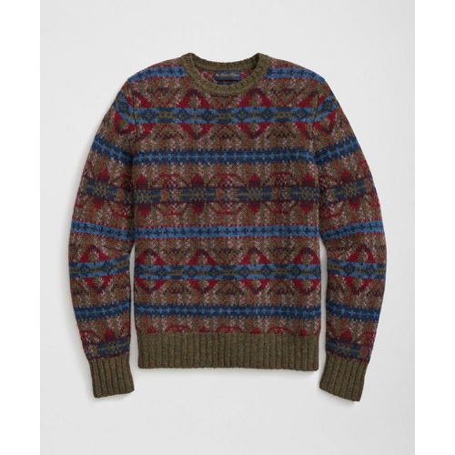 브룩스브라더스 Wool Crewneck Sweater in Fair Isle Jacquard