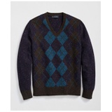 Merino Wool V-Neck Sweater with Argyle Motif