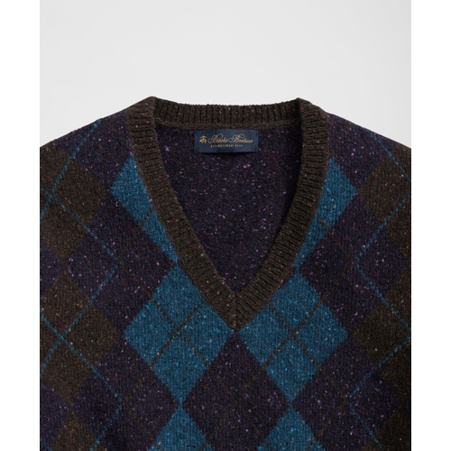 브룩스브라더스 Merino Wool V-Neck Sweater with Argyle Motif