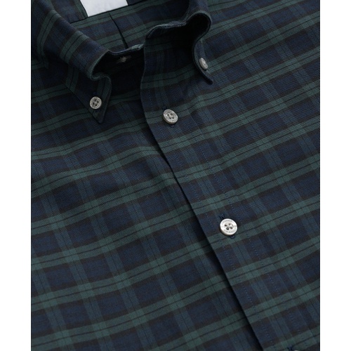 브룩스브라더스 Stretch Cotton Non-Iron Oxford Polo Button Down Collar, Black Watch Shirt