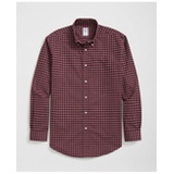 Stretch Cotton Non-Iron Oxford Polo Button Down Collar, Windowpane Shirt