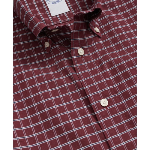 브룩스브라더스 Stretch Cotton Non-Iron Oxford Polo Button Down Collar, Windowpane Shirt