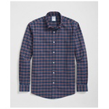 Stretch Cotton Non-Iron Oxford Polo Button Down Collar, Tartan Shirt