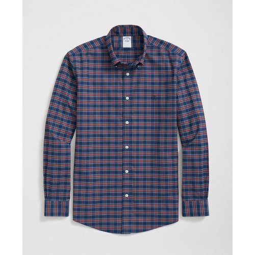 브룩스브라더스 Stretch Cotton Non-Iron Oxford Polo Button Down Collar, Tartan Shirt