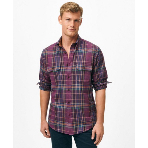 브룩스브라더스 Cotton-Cashmere Sport Shirt in Plaid Flannel