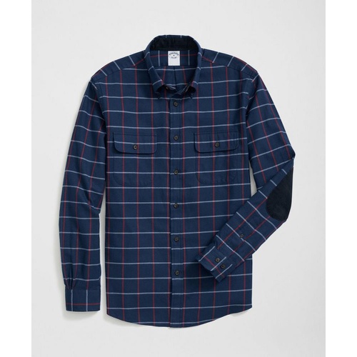 브룩스브라더스 Cotton-Cashmere Sport Shirt in Windowpane Flannel